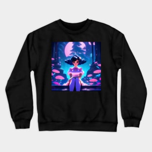 Retro vintage girl in purple aesthetic Crewneck Sweatshirt